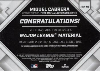 2022 Topps - Major League Material Relics (Series One) #MLM-MC Miguel Cabrera Back