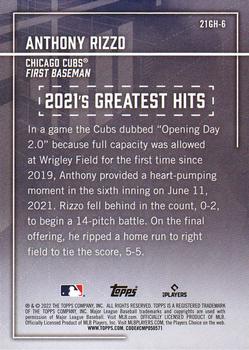 2022 Topps - 2021's Greatest Hits #21GH-6 Anthony Rizzo Back