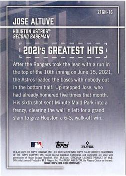 2022 Topps - 2021's Greatest Hits #21GH-16 Jose Altuve Back