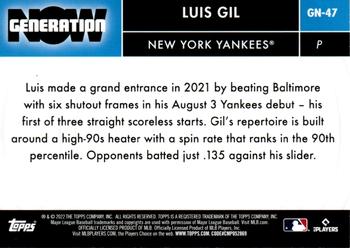2022 Topps - Generation Now #GN-47 Luis Gil Back