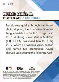 2022 Topps - Welcome to the Show #WTTS-12 Ronald Acuña Jr. Back