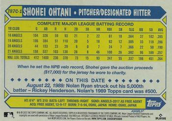 2022 Topps - 1987 Topps Baseball 35th Anniversary Chrome Silver Pack (Series One) #T87C-1 Shohei Ohtani Back