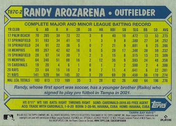 2022 Topps - 1987 Topps Baseball 35th Anniversary Chrome Silver Pack (Series One) #T87C-2 Randy Arozarena Back