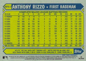 2022 Topps - 1987 Topps Baseball 35th Anniversary Chrome Silver Pack (Series One) #T87C-7 Anthony Rizzo Back