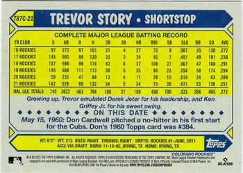 2022 Topps - 1987 Topps Baseball 35th Anniversary Chrome Silver Pack (Series One) #T87C-21 Trevor Story Back