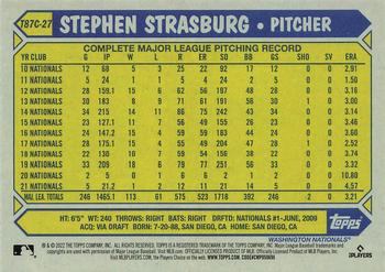 2022 Topps - 1987 Topps Baseball 35th Anniversary Chrome Silver Pack (Series One) #T87C-27 Stephen Strasburg Back