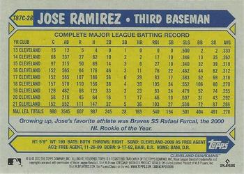 2022 Topps - 1987 Topps Baseball 35th Anniversary Chrome Silver Pack (Series One) #T87C-28 Jose Ramirez Back