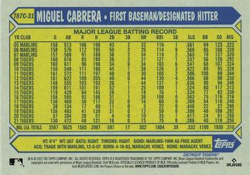 2022 Topps - 1987 Topps Baseball 35th Anniversary Chrome Silver Pack (Series One) #T87C-31 Miguel Cabrera Back
