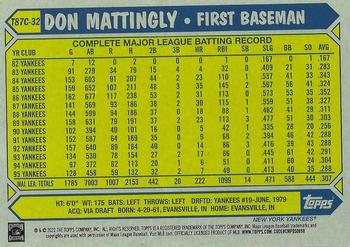 2022 Topps - 1987 Topps Baseball 35th Anniversary Chrome Silver Pack (Series One) #T87C-32 Don Mattingly Back