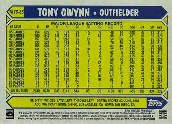 2022 Topps - 1987 Topps Baseball 35th Anniversary Chrome Silver Pack (Series One) #T87C-36 Tony Gwynn Back
