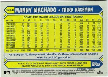 2022 Topps - 1987 Topps Baseball 35th Anniversary Chrome Silver Pack (Series One) #T87C-44 Manny Machado Back