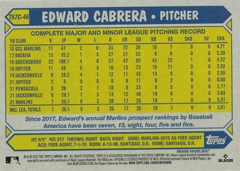 2022 Topps - 1987 Topps Baseball 35th Anniversary Chrome Silver Pack (Series One) #T87C-46 Edward Cabrera Back