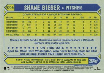 2022 Topps - 1987 Topps Baseball 35th Anniversary Chrome Silver Pack (Series One) #T87C-54 Shane Bieber Back