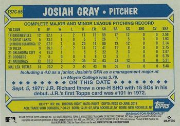 2022 Topps - 1987 Topps Baseball 35th Anniversary Chrome Silver Pack (Series One) #T87C-55 Josiah Gray Back