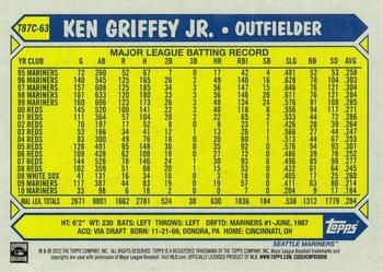 2022 Topps - 1987 Topps Baseball 35th Anniversary Chrome Silver Pack (Series One) #T87C-63 Ken Griffey Jr. Back
