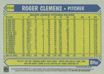 2022 Topps - 1987 Topps Baseball 35th Anniversary Chrome Silver Pack (Series One) #T87C-64 Roger Clemens Back