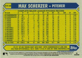 2022 Topps - 1987 Topps Baseball 35th Anniversary Chrome Silver Pack (Series One) #T87C-66 Max Scherzer Back