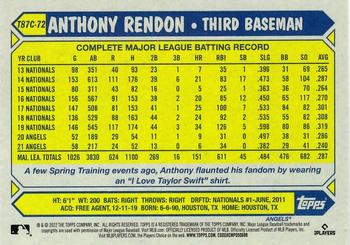 2022 Topps - 1987 Topps Baseball 35th Anniversary Chrome Silver Pack (Series One) #T87C-72 Anthony Rendon Back