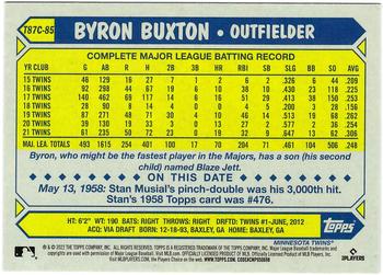 2022 Topps - 1987 Topps Baseball 35th Anniversary Chrome Silver Pack (Series One) #T87C-85 Byron Buxton Back