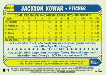 2022 Topps - 1987 Topps Baseball 35th Anniversary Chrome Silver Pack (Series One) #T87C-96 Jackson Kowar Back