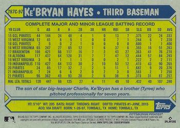 2022 Topps - 1987 Topps Baseball 35th Anniversary Chrome Silver Pack (Series One) #T87C-97 Ke'Bryan Hayes Back