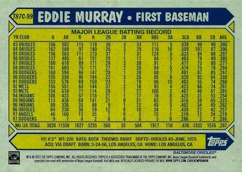 2022 Topps - 1987 Topps Baseball 35th Anniversary Chrome Silver Pack (Series One) #T87C-99 Eddie Murray Back