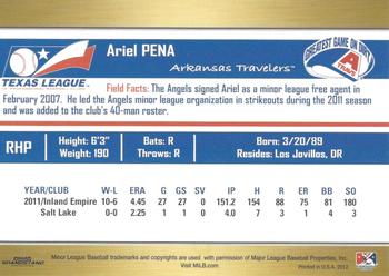 2012 Grandstand Texas League Top Prospects #NNO Ariel Pena Back
