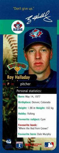 2000 Hit the Books Bookmarks Toronto Blue Jays #NNO Roy Halladay Front