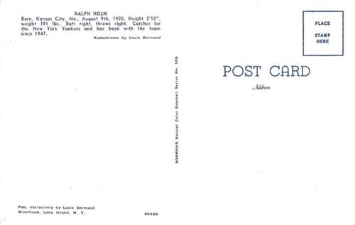 1953-55 Dormand Postcards #106 Ralph Houk Back
