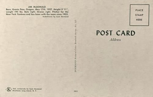 1953-55 Dormand Postcards #117 Jim McDonald Back