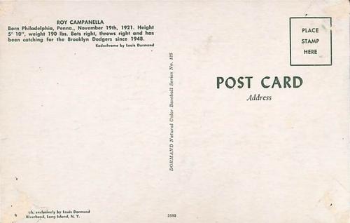 1953-55 Dormand Postcards #125 Roy Campanella Back
