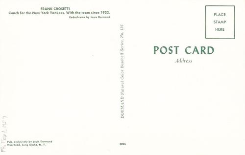 1953-55 Dormand Postcards #136 Frank Crosetti Back