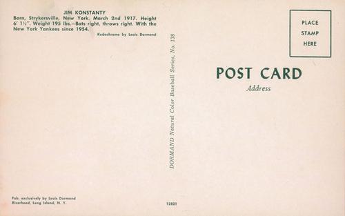 1953-55 Dormand Postcards #138 Jim Konstanty Back