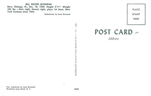 1953-55 Dormand Postcards #140 Bill Skowron Back