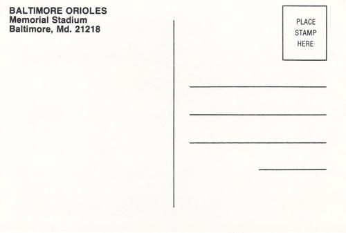 1985 Baltimore Orioles Postcards #NNO Fritz Connally Back