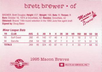 1995 Multi-Ad Macon Braves Update #NNO Brett Brewer Back