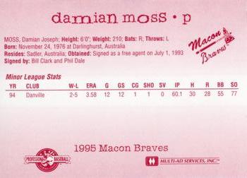 1995 Multi-Ad Macon Braves Update #NNO Damian Moss Back