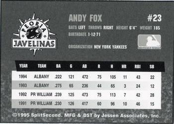 1994 SplitSecond Arizona Fall League #NNO Andy Fox Back