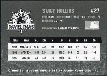 1994 SplitSecond Arizona Fall League #NNO Stacy Hollins Back
