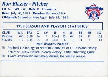 1995 Reading Phillies Eastern League Champions #NNO Ron Blazier Back