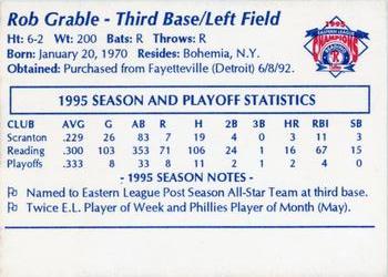 1995 Reading Phillies Eastern League Champions #NNO Rob Grable Back