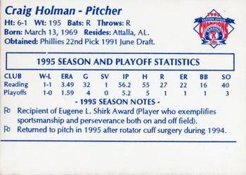 1995 Reading Phillies Eastern League Champions #NNO Craig Holman Back