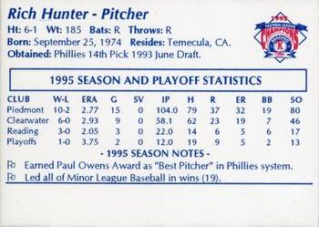 1995 Reading Phillies Eastern League Champions #NNO Rich Hunter Back