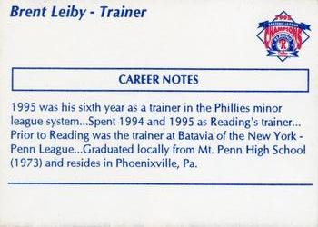 1995 Reading Phillies Eastern League Champions #NNO Brent Leiby Back