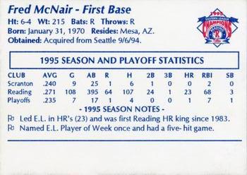 1995 Reading Phillies Eastern League Champions #NNO Fred McNair Back