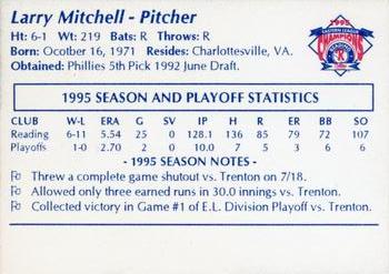 1995 Reading Phillies Eastern League Champions #NNO Larry Mitchell Back
