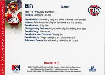 2013 Brandt Oklahoma City RedHawks #30 Ruby Back