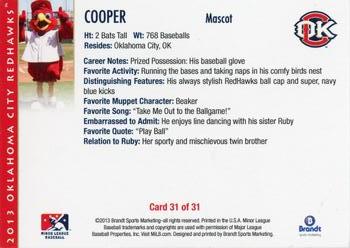2013 Brandt Oklahoma City RedHawks #31 Cooper Back