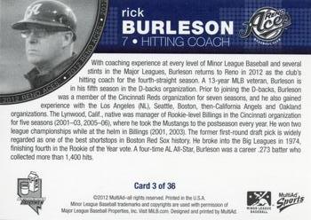 2012 MultiAd Reno Aces #3 Rick Burleson Back