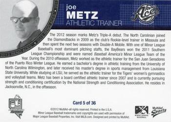 2012 MultiAd Reno Aces #5 Joe Metz Back